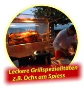 Für Weihnachtsfeiern mit mehr als 200 Gästen empfehlen wir unseren Ochs am Spieß. Eine unvergesslich leckere Attraktion!